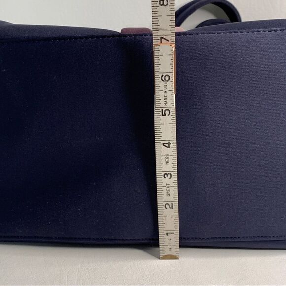 Stella & Dot Navy Blue Bow Front Nylon Tote Bag purse organizer designer - Picture 11 of 11